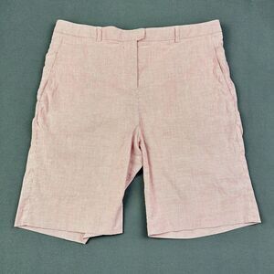 Piazza Sempione Bermuda Shorts Womens 44 Red Striped Cotton Linen Stretch US 8